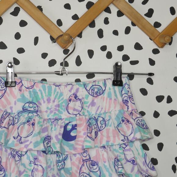 Spotted Zebra Star Wars Tie Dye Print Tiered Ruffle Girls Skort - Picture 2 of 7